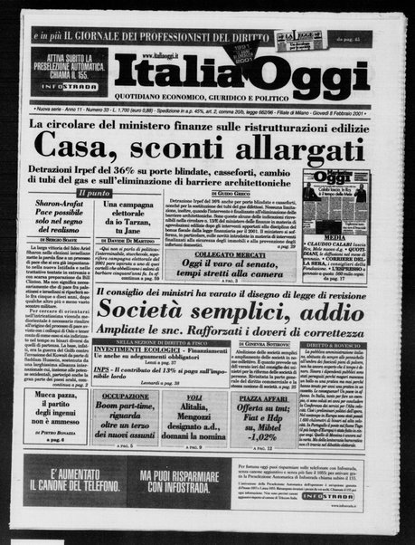 Italia oggi : quotidiano di economia finanza e politica